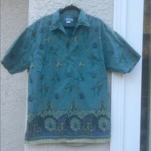 Rusty Y2K Men's Blue Squid Design Button up Surfcore Casual Shirt Size XL